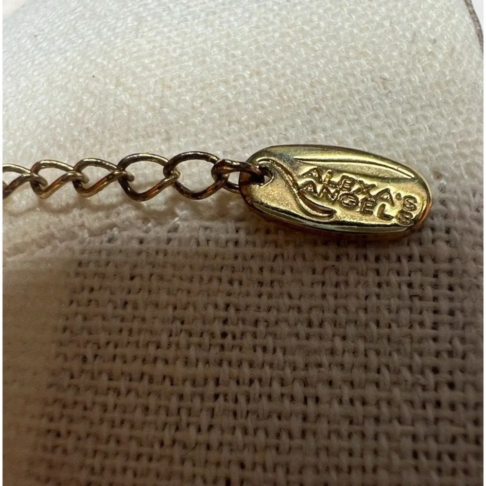 Alexa's Angels Gold Tone Necklace Sunburst Charm Crystal Dainty Minimalist‎ 17